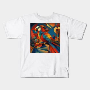 Scarlet Macaw - Abstract Art Style Kids T-Shirt